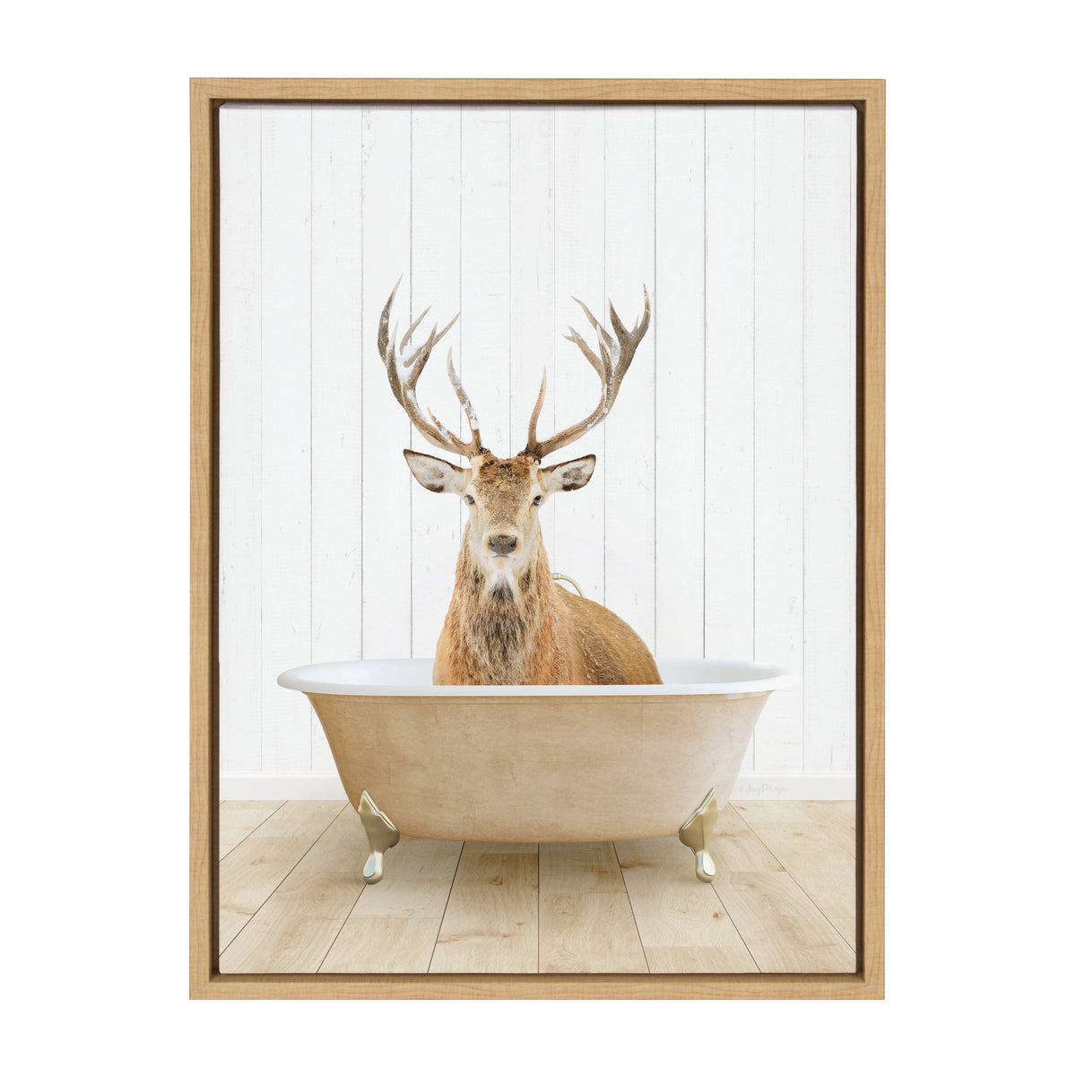 Sylvie Stag Farmhouse Bath Framed Canvas by kateandlaurel - product image 2 for Resin Society