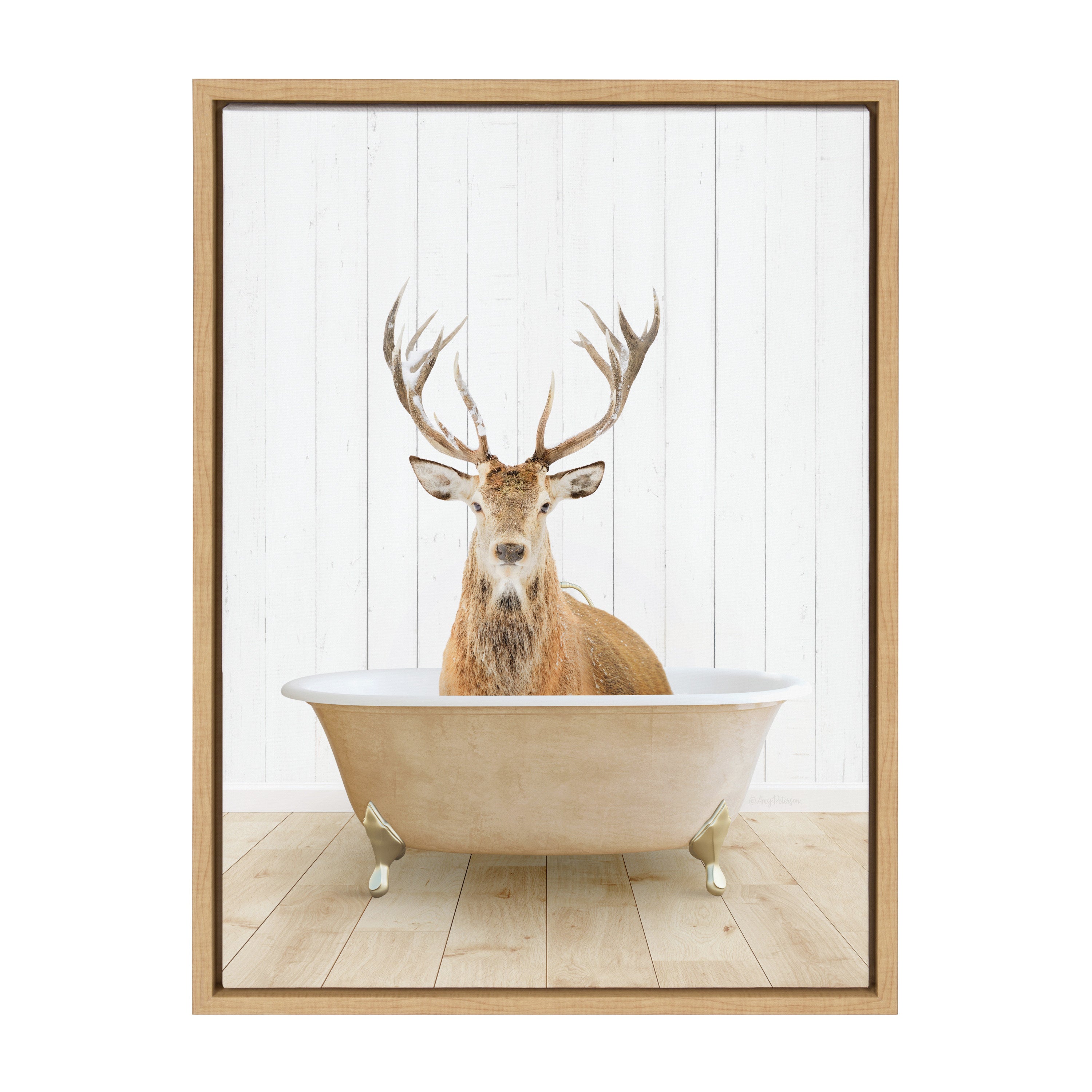 Sylvie Stag Farmhouse Bath Framed Canvas by kateandlaurel - product image 2 for Resin Society