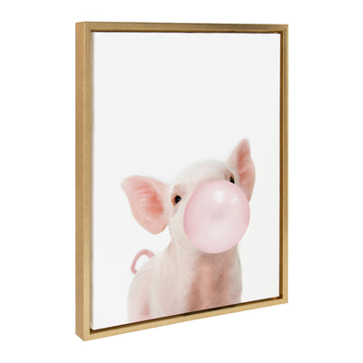 Sylvie Bubble Gum Piglet Framed Canvas by Amy Peterson Art Studio by kateandlaurel - product image 15 for Resin Society
