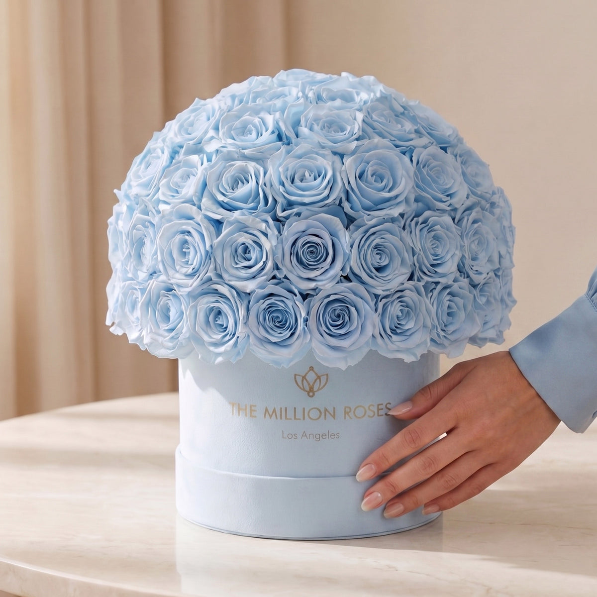 Classic Light Blue Suede Superdome Box by The Million Roses - product image 4 for Resin Society
