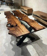 Live Edge Epoxy Resin River Dining Table - Chestnut Wood by Gizz - product image 5 for Resin Society