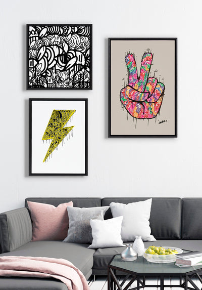 Sylvie Peace Sign Framed Canvas by kateandlaurel - product image 11 for Resin Society