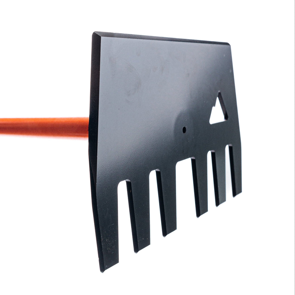 Clyde Pro steel-headed rake and hoe tool with bolt-on handle