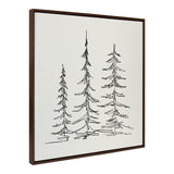 Sylvie Minimalist Evergreen Trees Sketch Framed Canvas