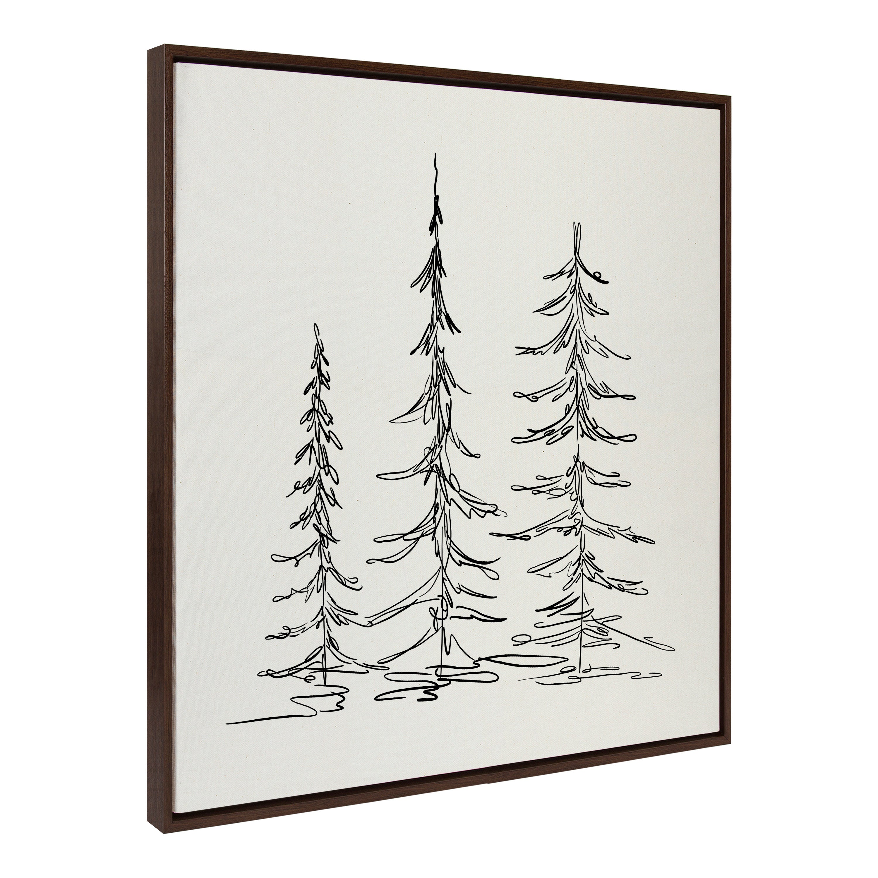 Sylvie Minimalist Evergreen Trees Sketch Framed Canvas