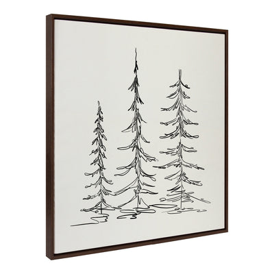 Sylvie Minimalist Evergreen Trees Sketch Framed Canvas