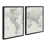 Sylvie Vintage Black and White World Map Framed Canvas Set by kateandlaurel - product image 2 for Resin Society