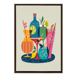 Sylvie Mid Century Modern Cocktails Framed Canvas by kateandlaurel - main product image for Resin Society