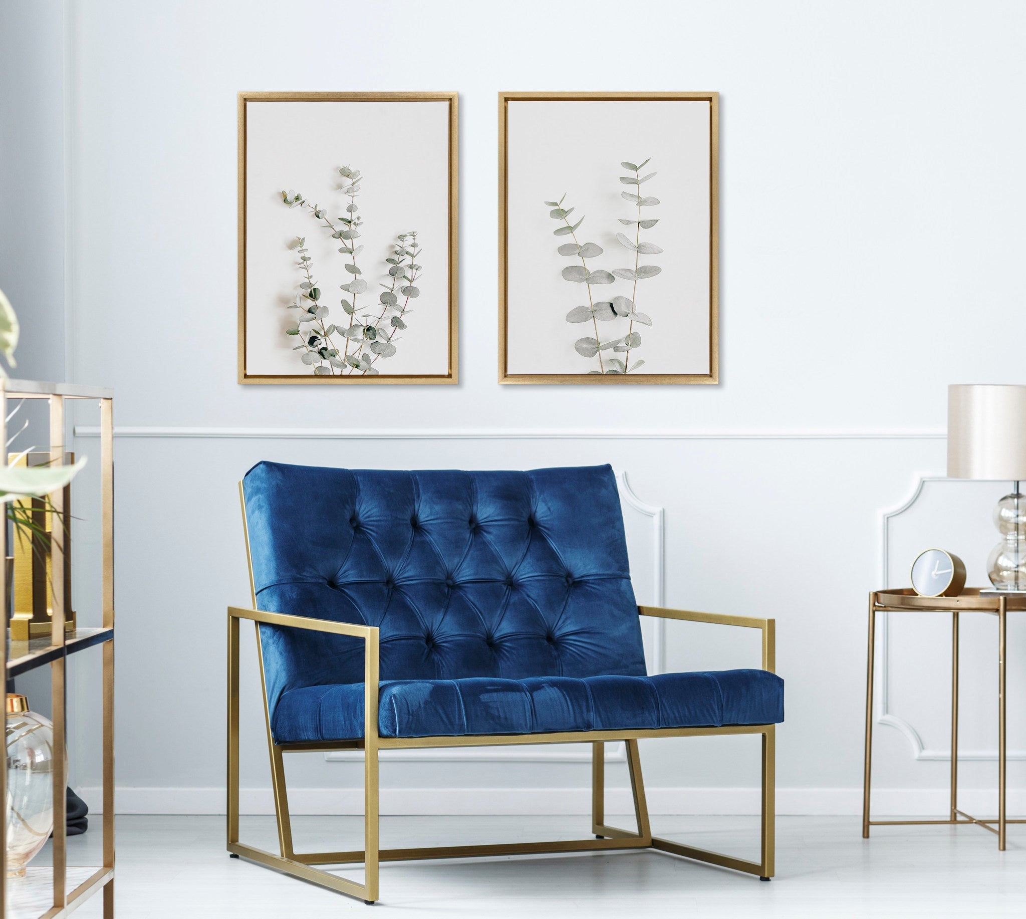 Sylvie Neutral Botanical Print No 3 and 4 Framed Canvas by The Creative