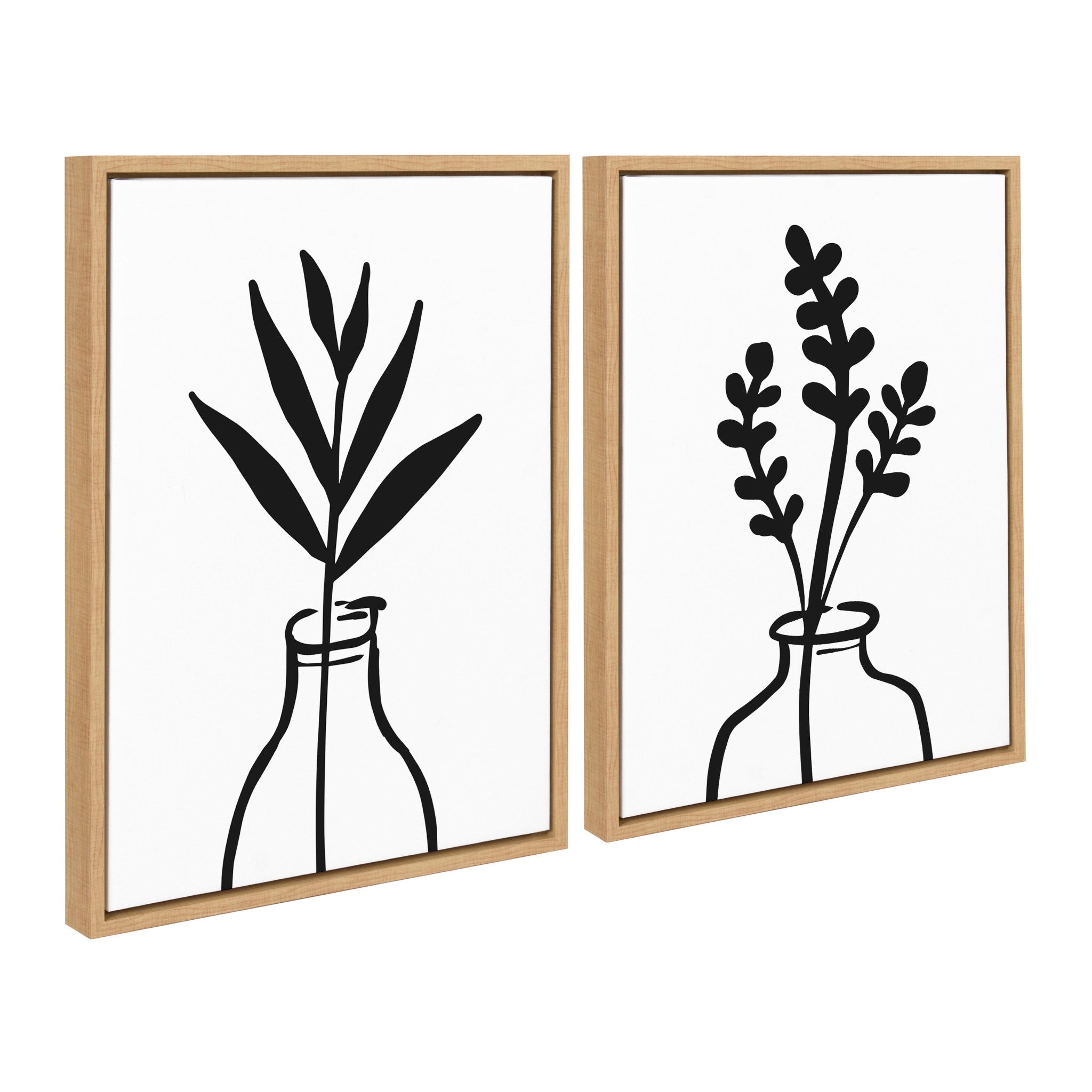 Sylvie Modern Botanical Vase Framed Canvas Set by The Creative Bunch by kateandlaurel - product image 2 for Resin Society