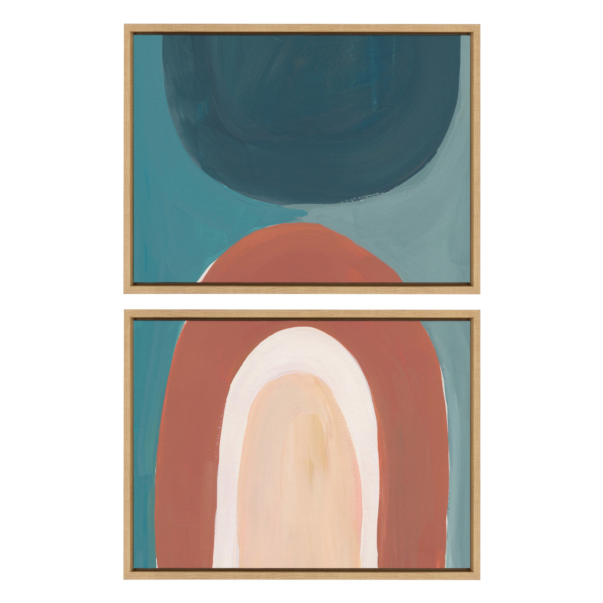 Sylvie Teotitlan Valley Study 1 A and B framed canvas art set showing natural colored print with two 18x24 inch canvases
