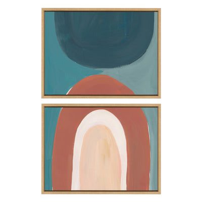 Sylvie Teotitlan Valley Study 1 A and B framed canvas art set showing natural colored print with two 18x24 inch canvases