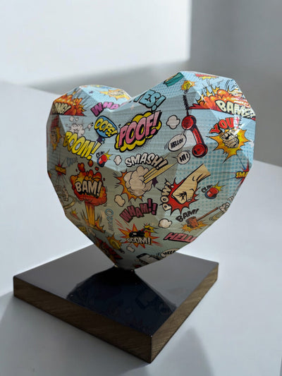 CORAZÓN POP ART AZUL (LARGE) (Hydro Dipping)