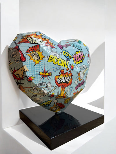 CORAZÓN POP ART AZUL (LARGE) (Hydro Dipping)