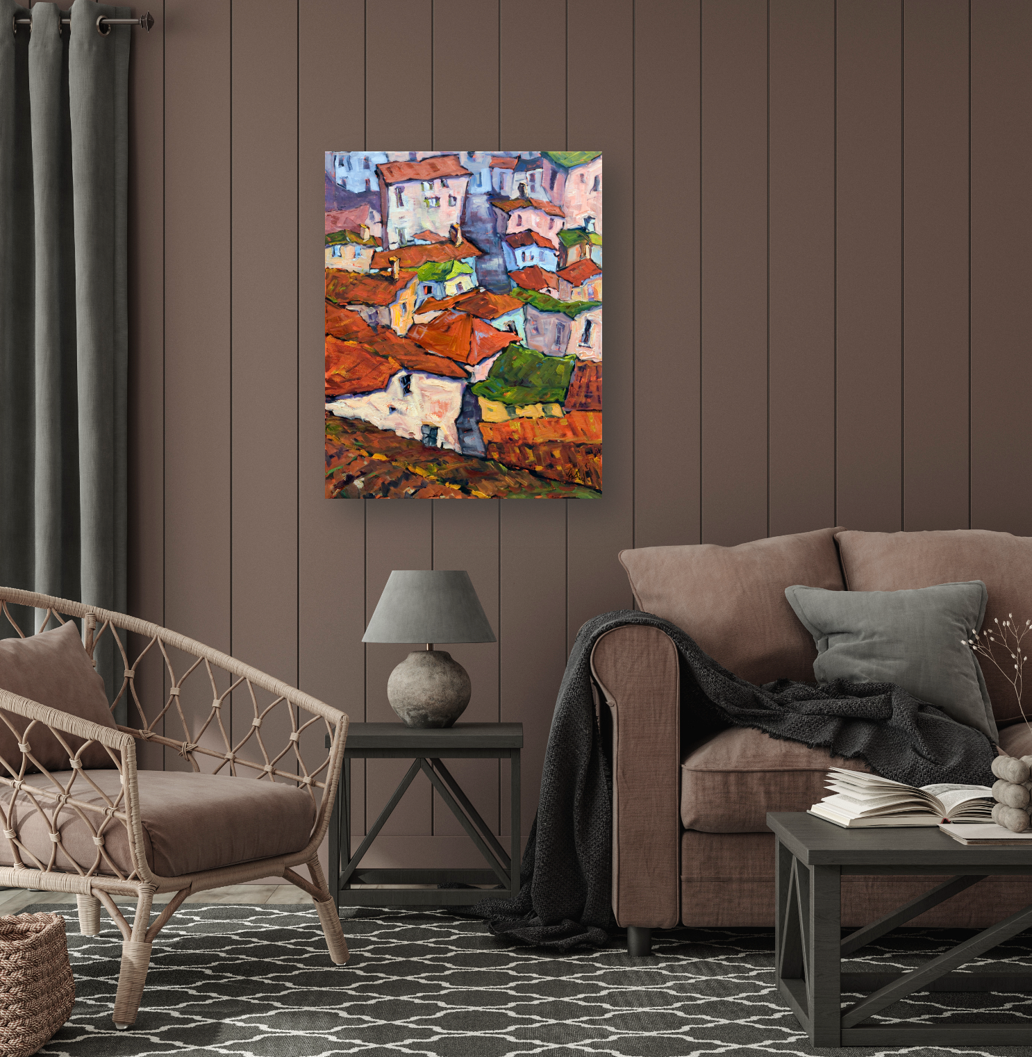 Cortona Rooftops Artist Enhanced Canvas Print by John Beard Collection - product image 4 for Resin Society