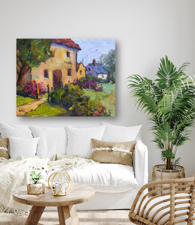 Cottages Artist Enhanced Canvas Print