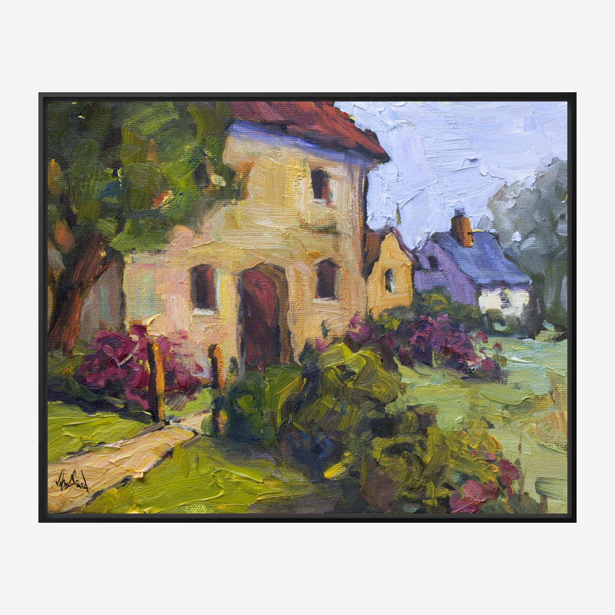 Cottages Artist Enhanced Canvas Print