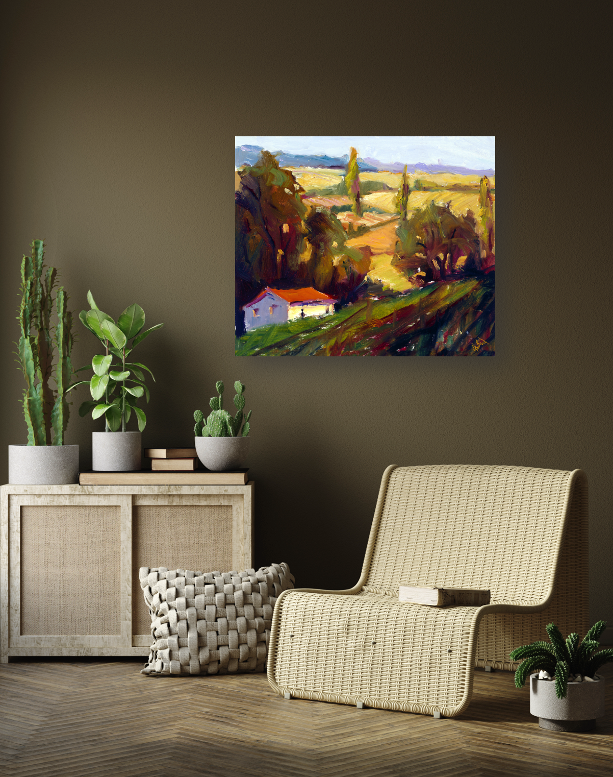 Country Cottage Artist Enhanced Canvas Print