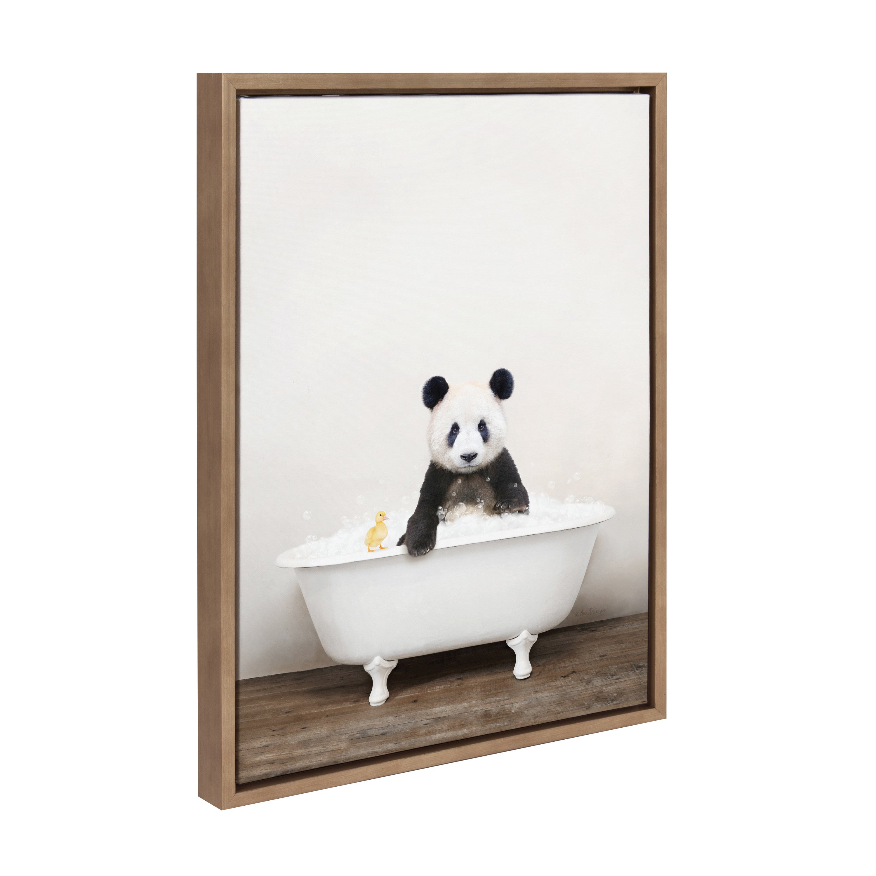 Sylvie Panda Waving in Rustic Bath Framed Canvas by kateandlaurel - product image 13 for Resin Society