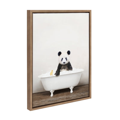 Sylvie Panda Waving in Rustic Bath Framed Canvas by kateandlaurel - product image 13 for Resin Society