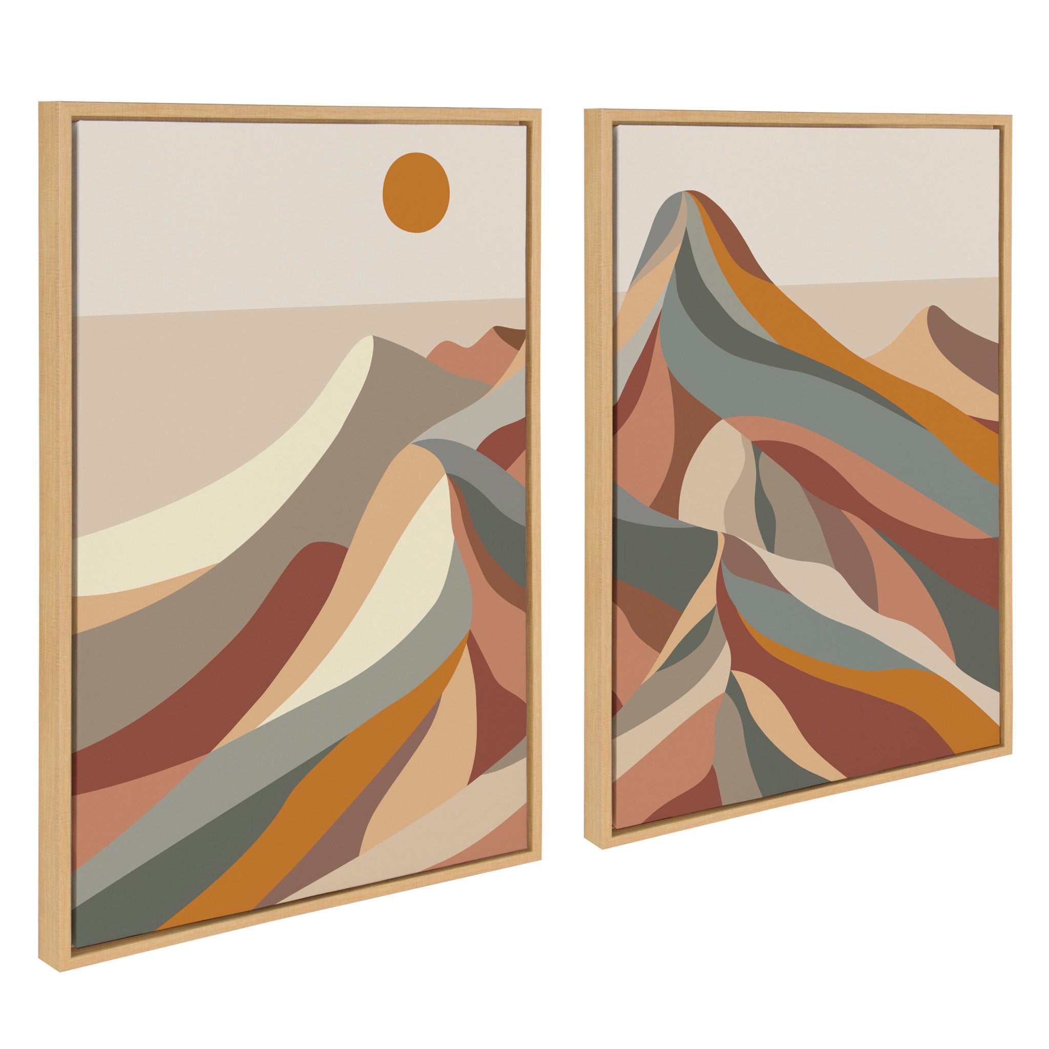 Sylvie Mid Century Modern Mountains Framed Canvas by kateandlaurel - product image 2 for Resin Society
