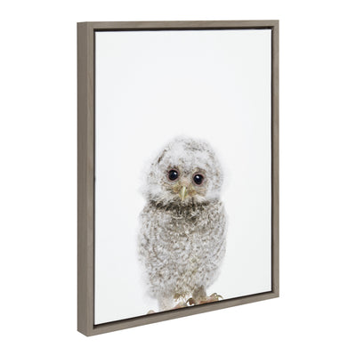 Framed canvas art titled Sylvie Animal Studio Owl showing a stylized owl against a soft-toned background
