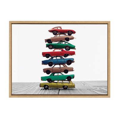 Sylvie Stacked Cars Framed Canvas by Saint and Sailor Studios