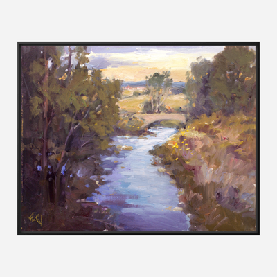 Creek with Bridge Artist Enhanced Canvas Print by John Beard Collection - product image 5 for Resin Society