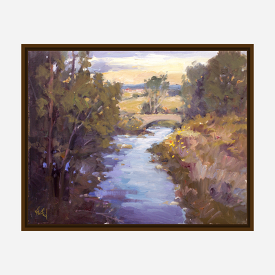 Creek with Bridge Artist Enhanced Canvas Print by John Beard Collection - product image 7 for Resin Society