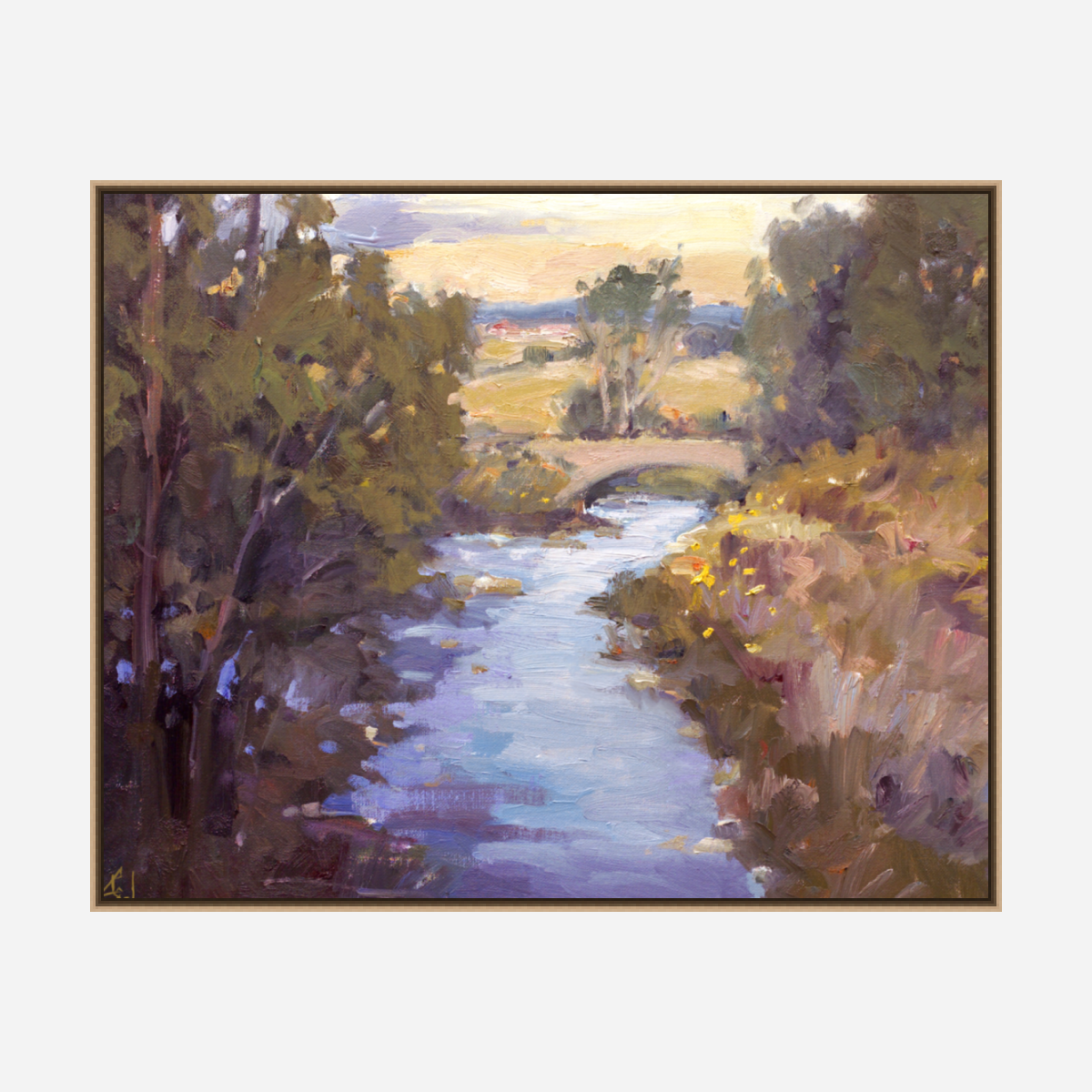 Creek with Bridge Artist Enhanced Canvas Print by John Beard Collection - product image 8 for Resin Society