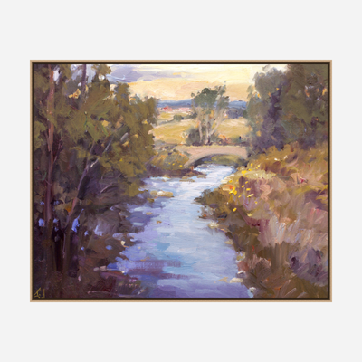 Creek with Bridge Artist Enhanced Canvas Print by John Beard Collection - product image 8 for Resin Society