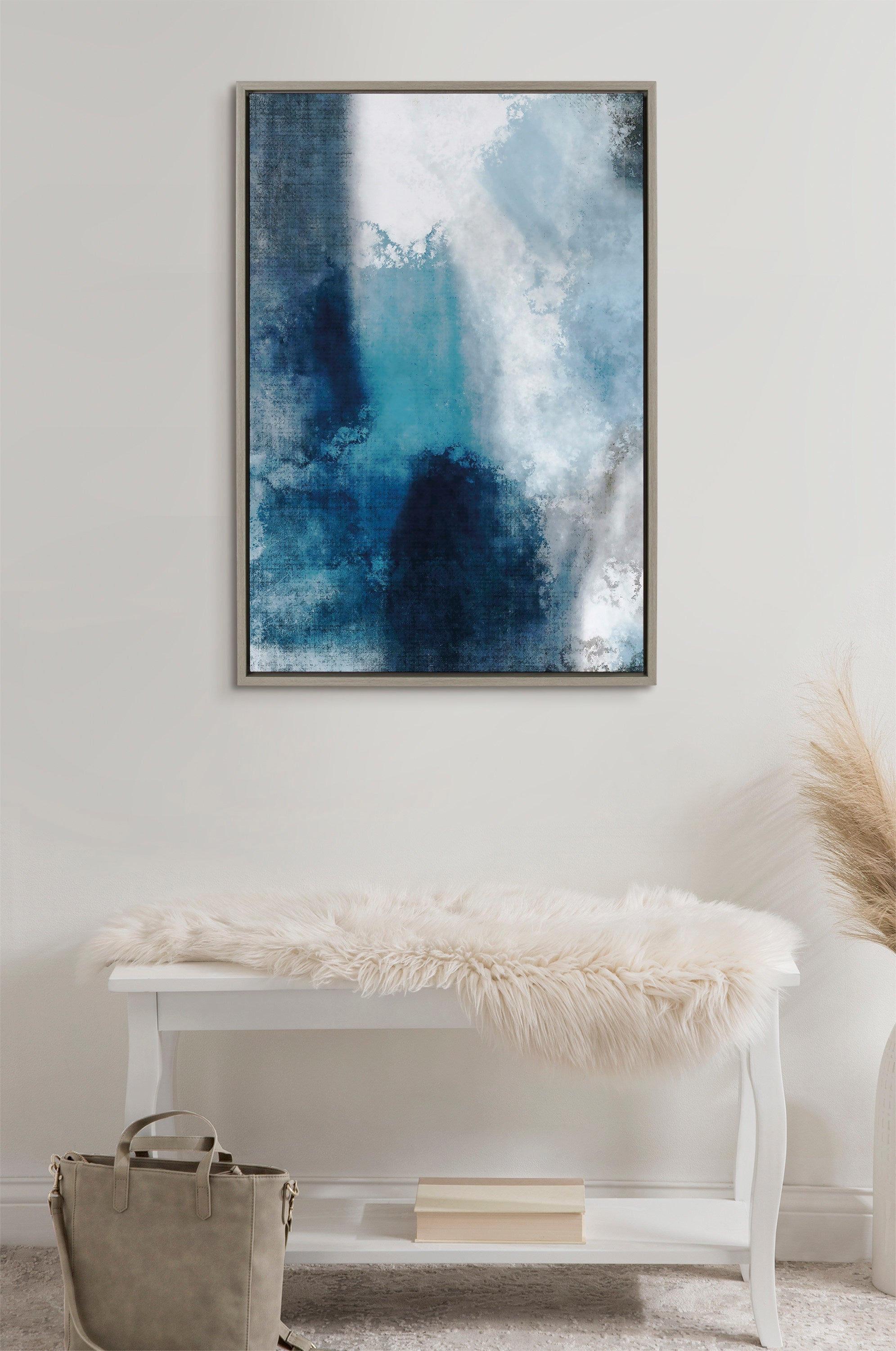Sylvie Aqua Abstract 1 Framed Canvas by kateandlaurel - product image 13 for Resin Society