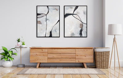 Sylvie Beaded In the Quiet of Thought 1 and 2 Framed Canvas Art Set by Nikita Jariwala