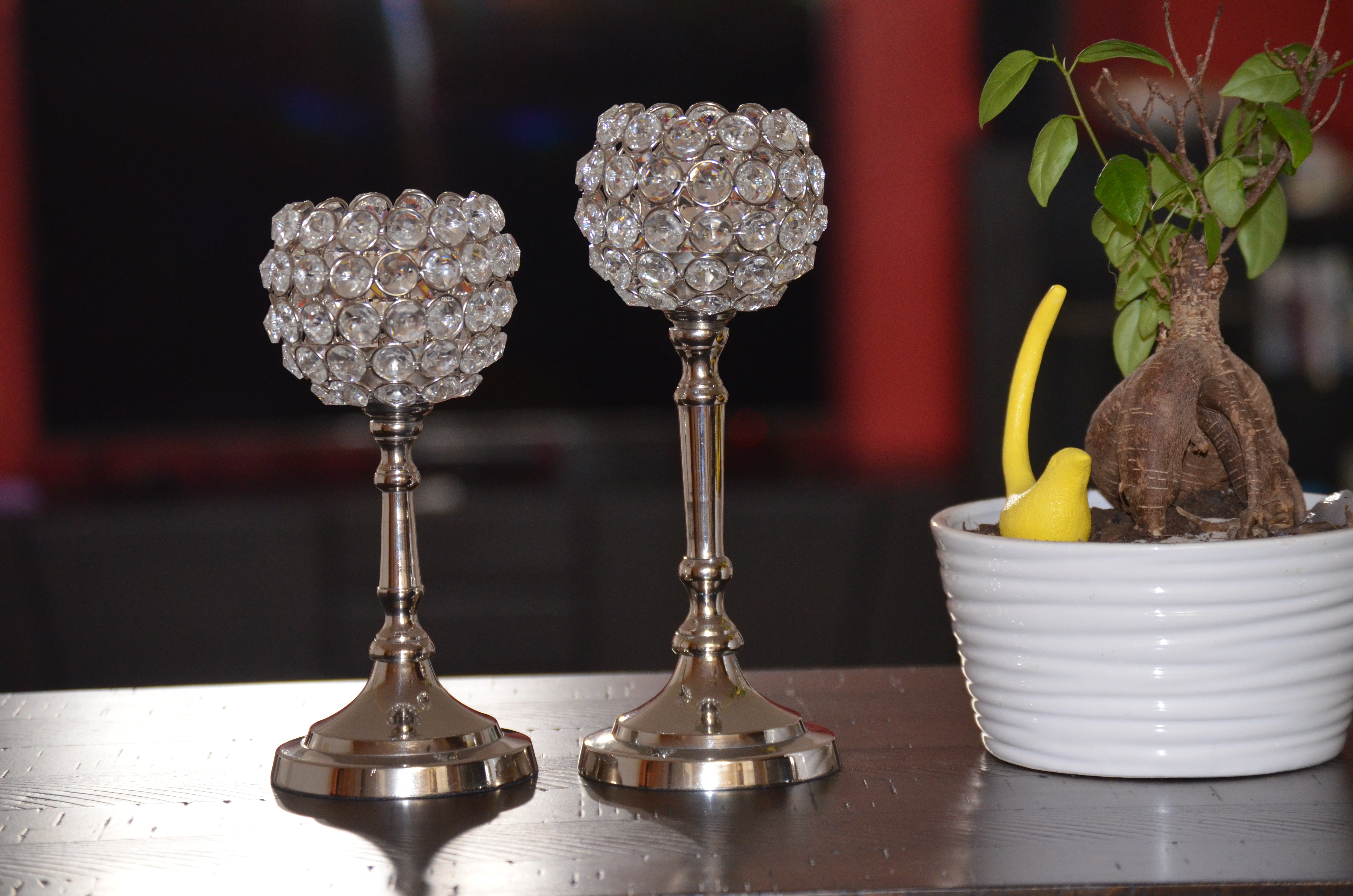 Vibhsa Hurricane Set of 2 Crystal Candle Holder