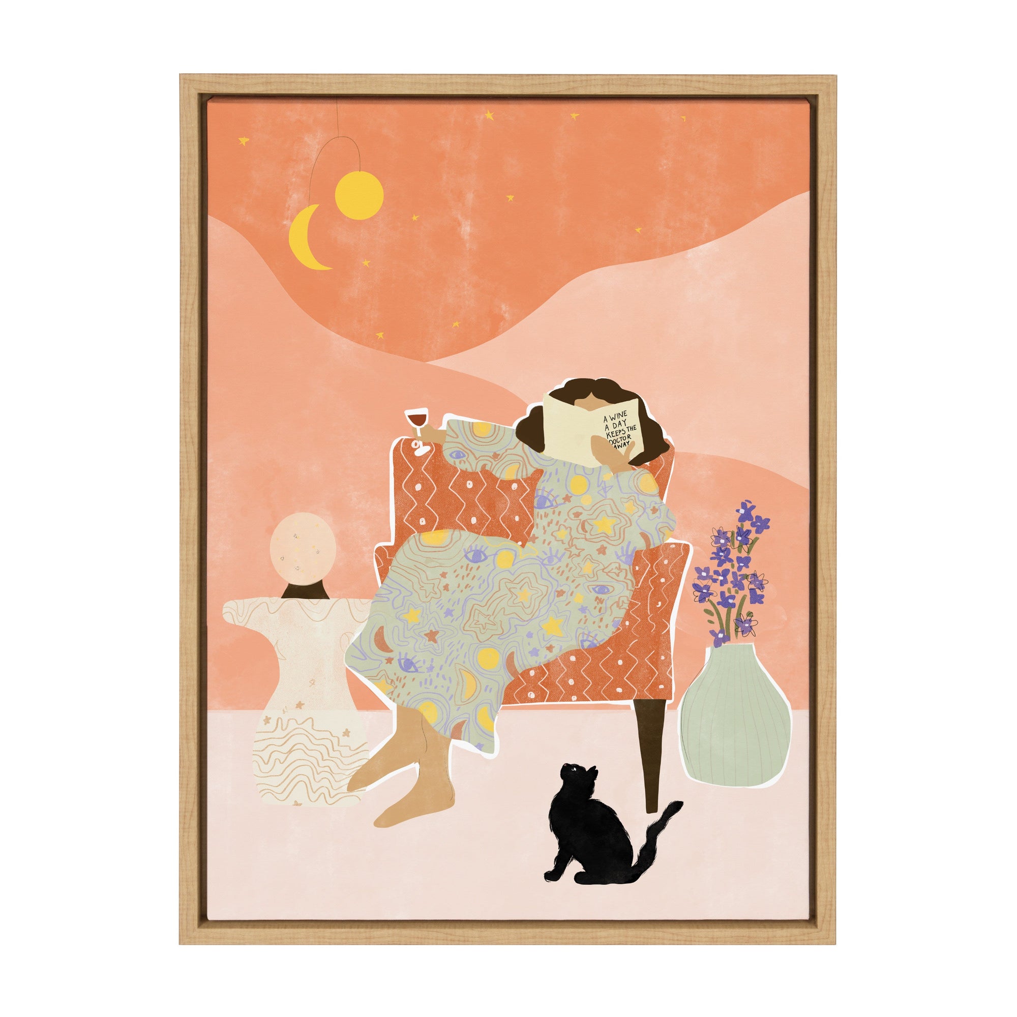Sylvie A Wine a Day Keeps the Doctor Away Framed Canvas by kateandlaurel - product image 7 for Resin Society