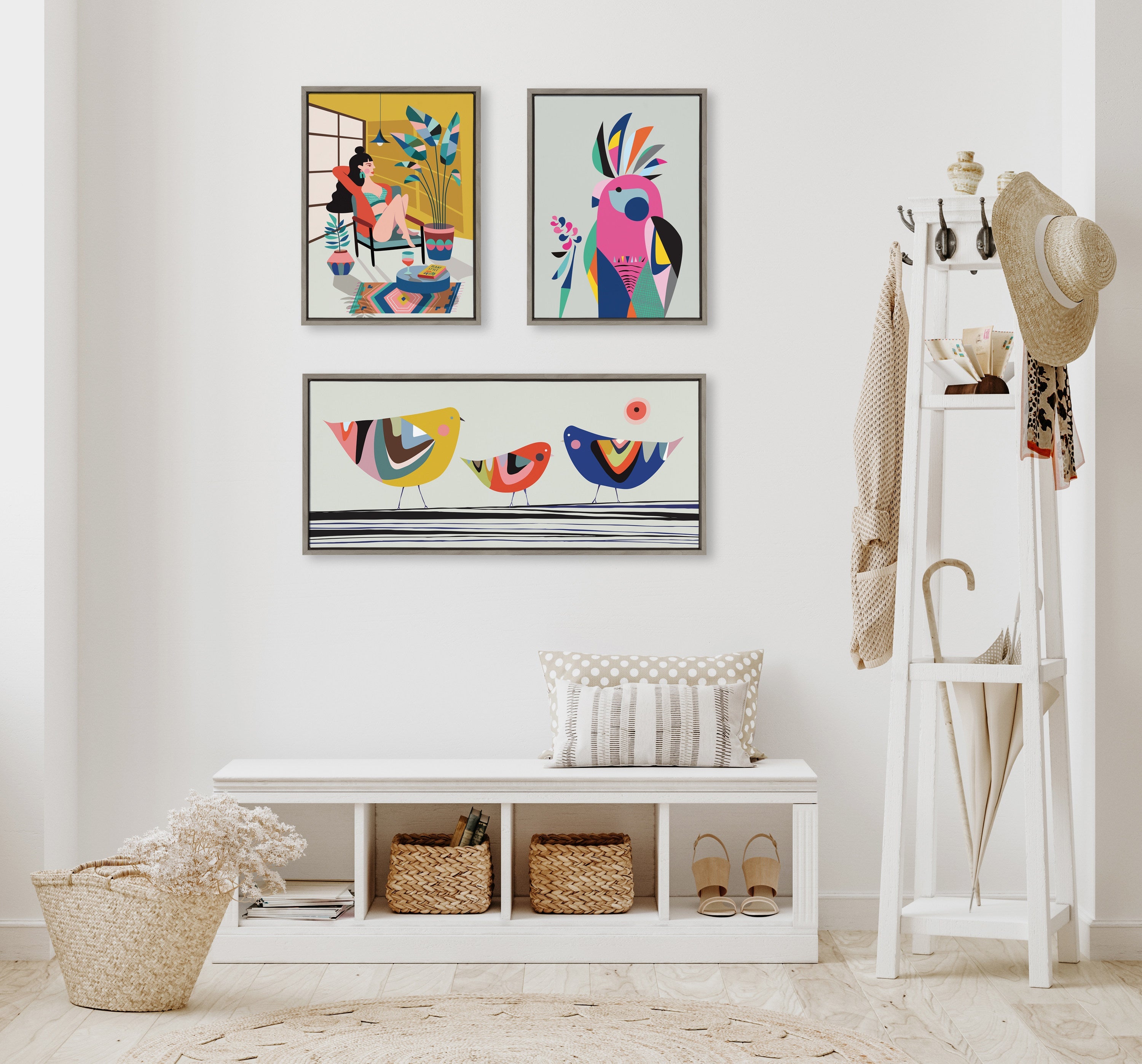 Sylvie Family Tree 3 Birds Framed Canvas by kateandlaurel - product image 5 for Resin Society