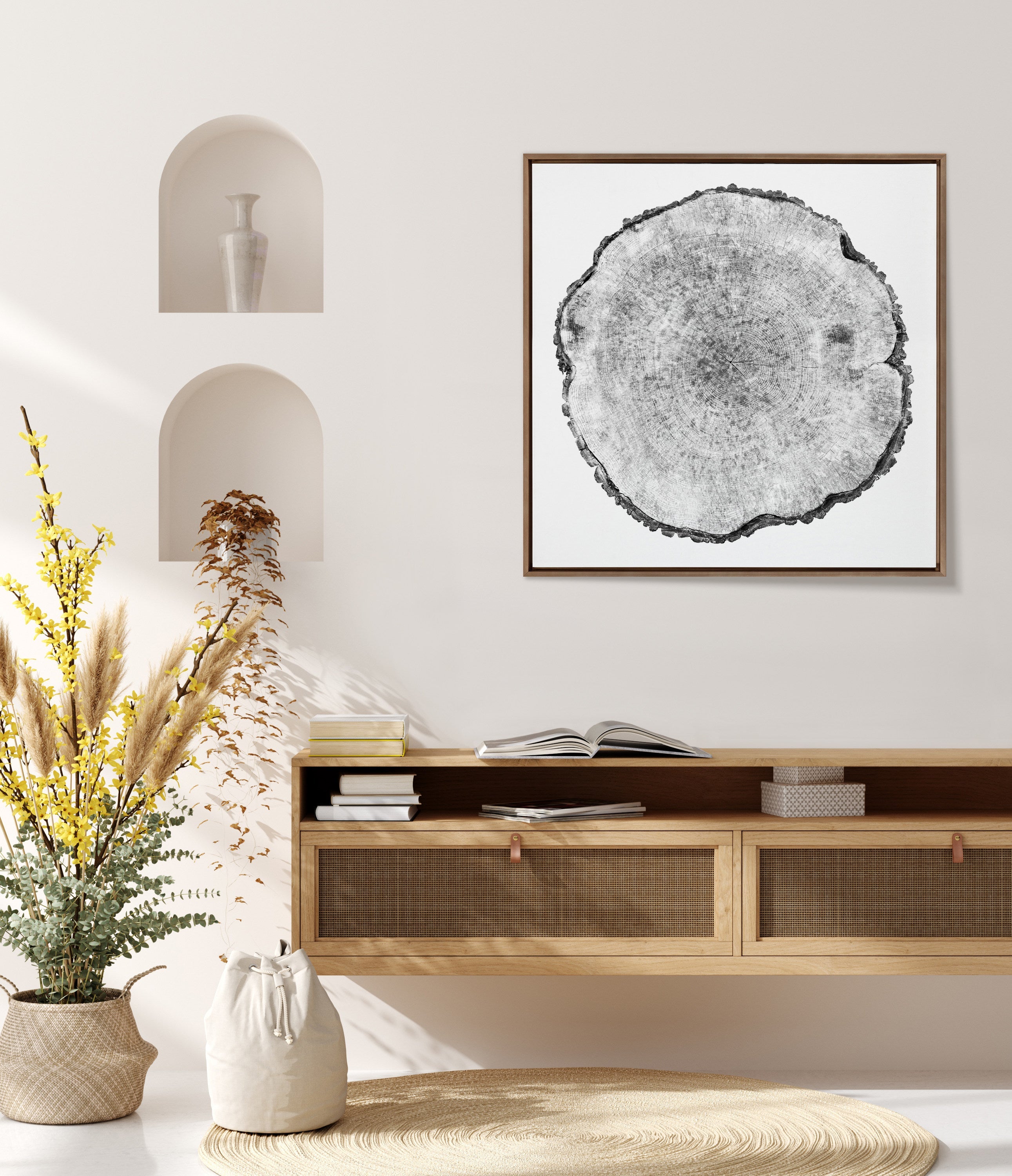 Sylvie Tree Rings Framed Canvas by kateandlaurel - product image 4 for Resin Society