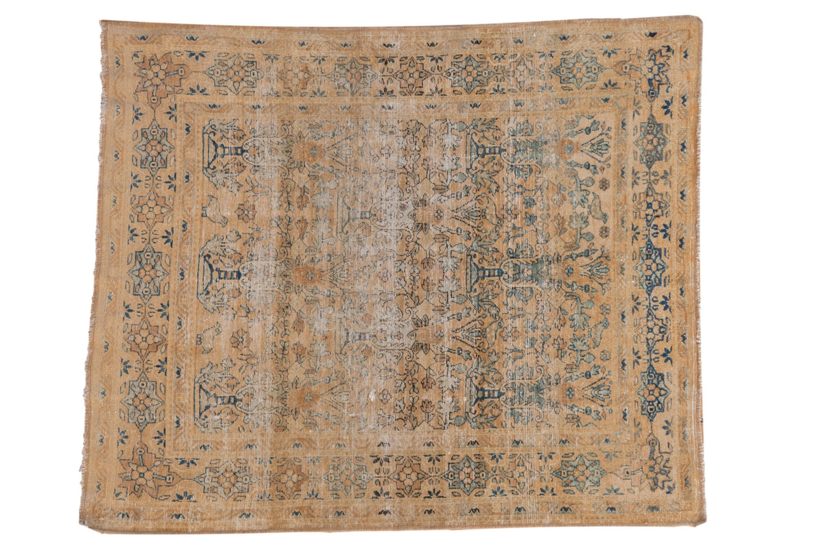 4x4.5 Vintage Distressed Meshed Square Rug by Old New House® - main product image for Resin Society