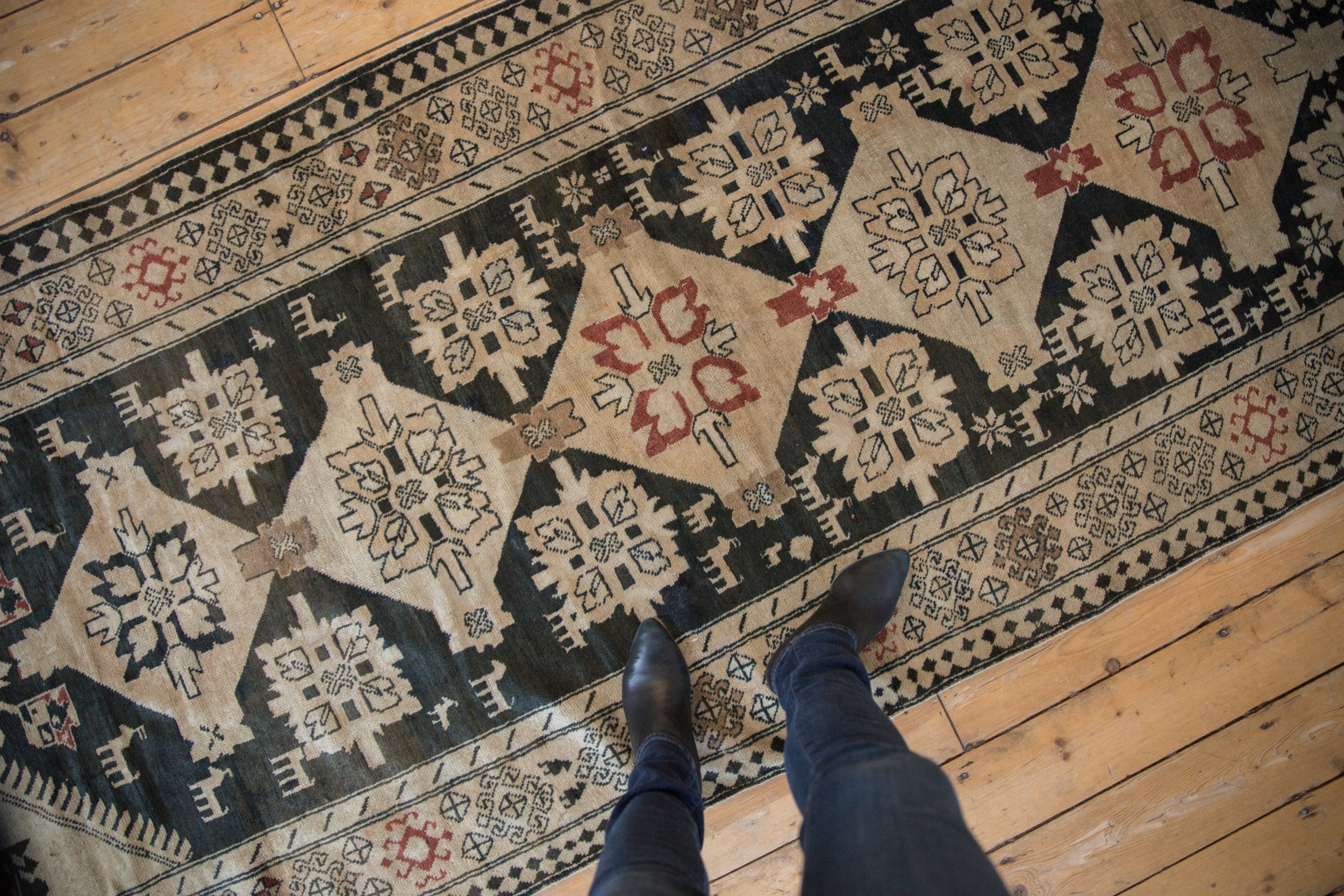 4x10.5 Vintage Distressed Karabagh Rug Runner by Old New House® - product image 2 for Resin Society