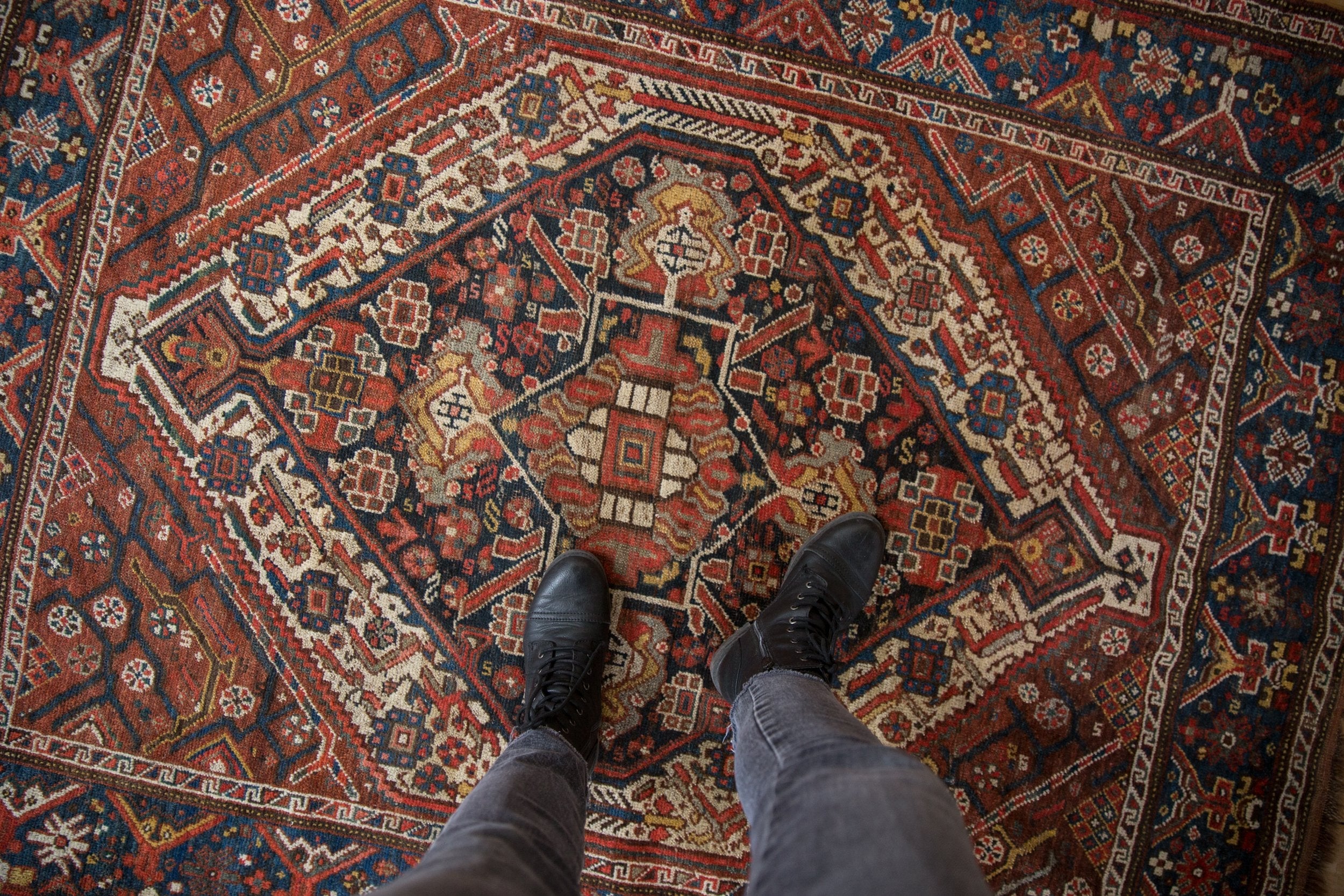 5x6 Vintage Kamseh Square Rug by Old New House® - product image 2 for Resin Society
