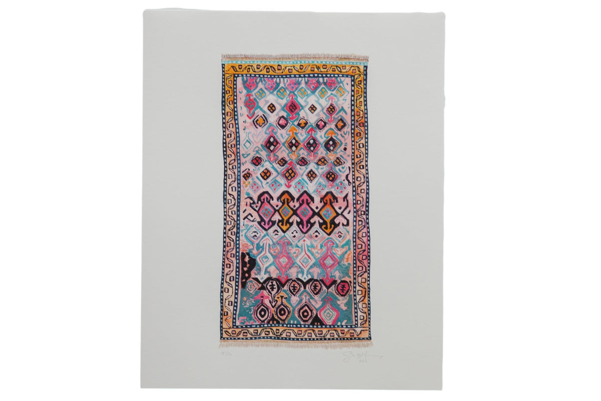 Sarah Martinez Vintage Rug Limited Edition Print framed on a wall