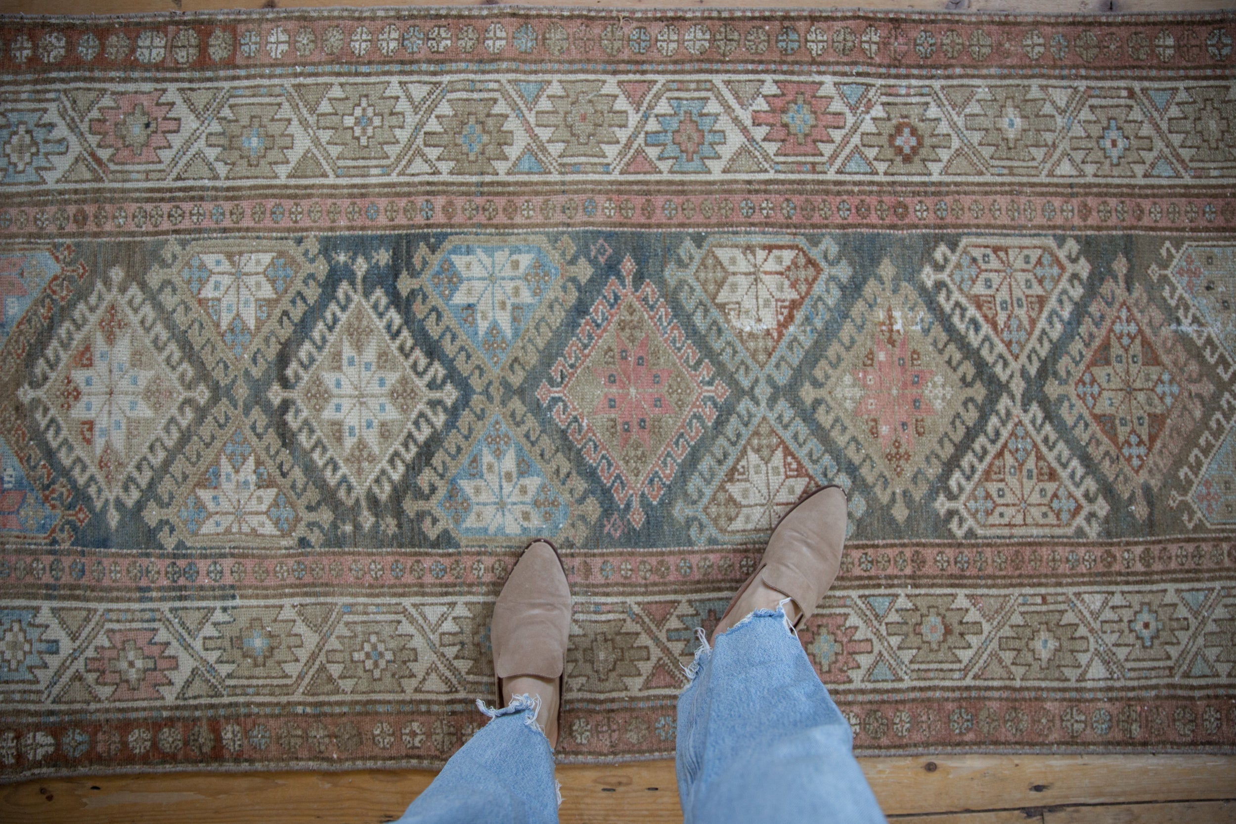 3.5x15.5 Vintage Distressed Hamadan Rug Runner by Old New House® - product image 2 for Resin Society