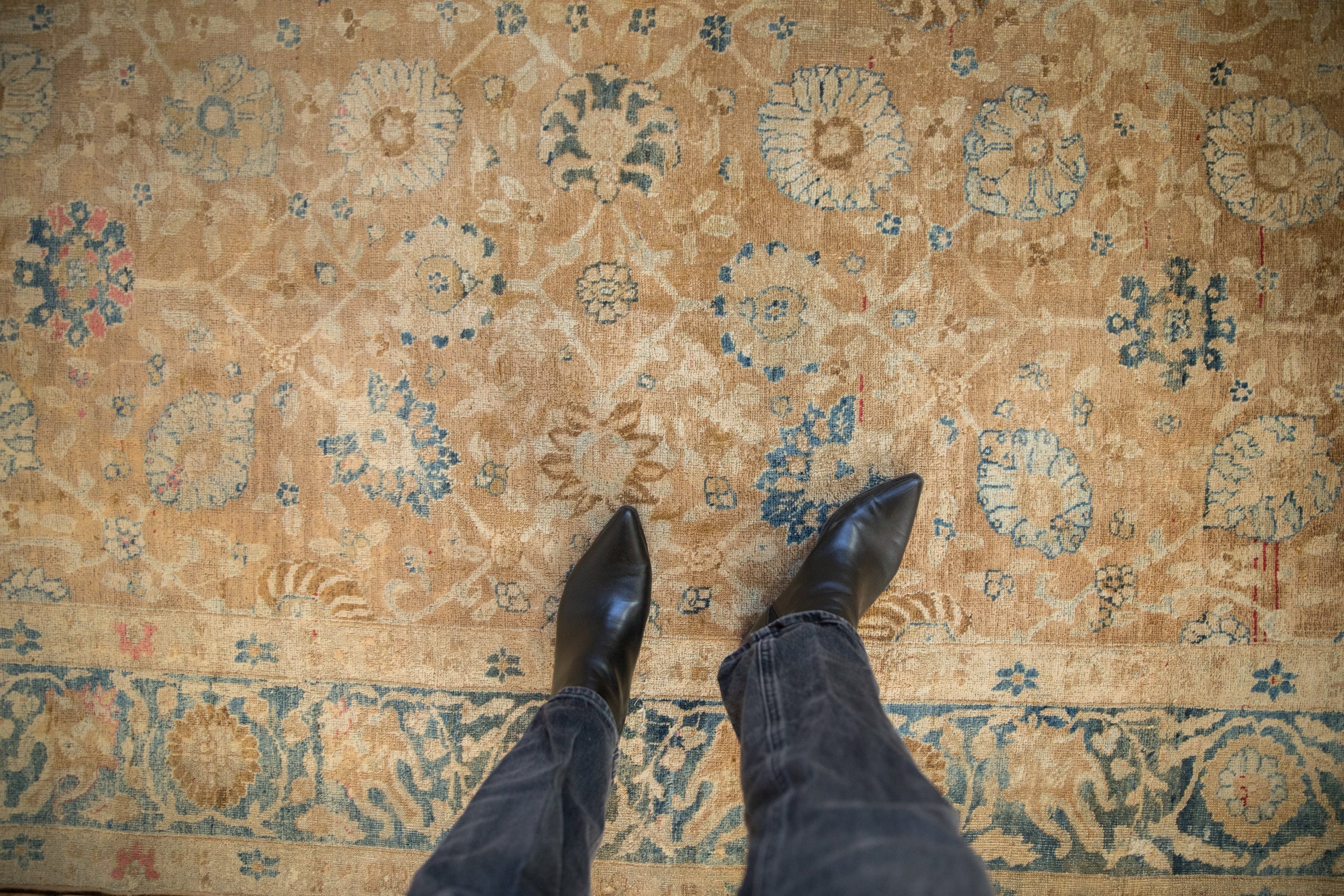 7x11 Antique Distressed Gold Wash Khoy Carpet by Old New House® - product image 2 for Resin Society