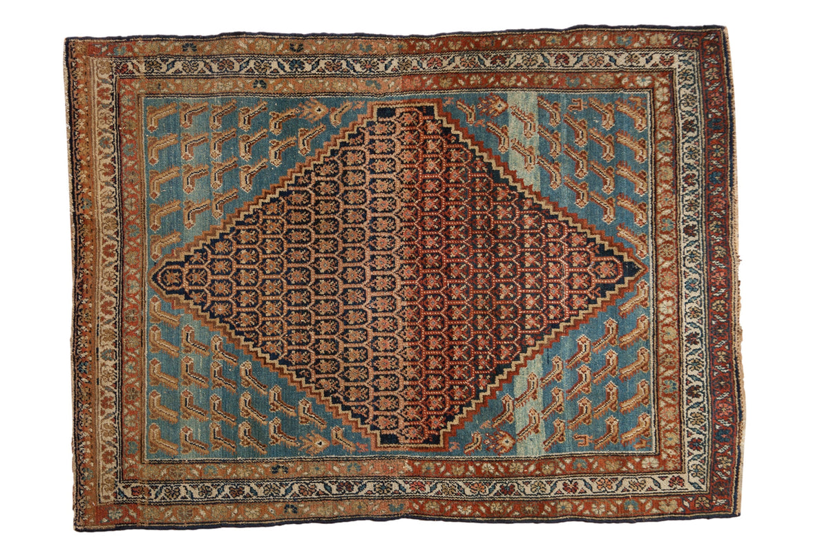 4x5.5 Antique Distressed Hamadan Rug by Old New House® - main product image for Resin Society