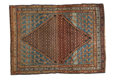 4x5.5 Antique Distressed Hamadan Rug by Old New House® - main product image for Resin Society