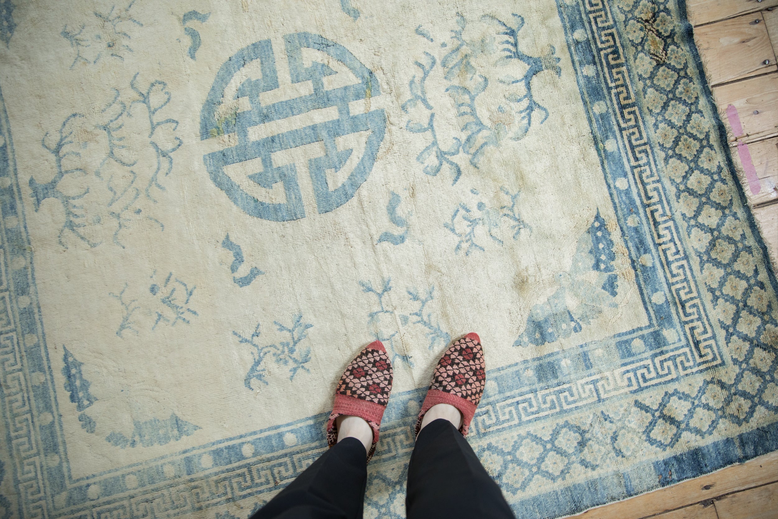 6x6 Antique Distressed Peking Square Carpet by Old New House® - product image 2 for Resin Society