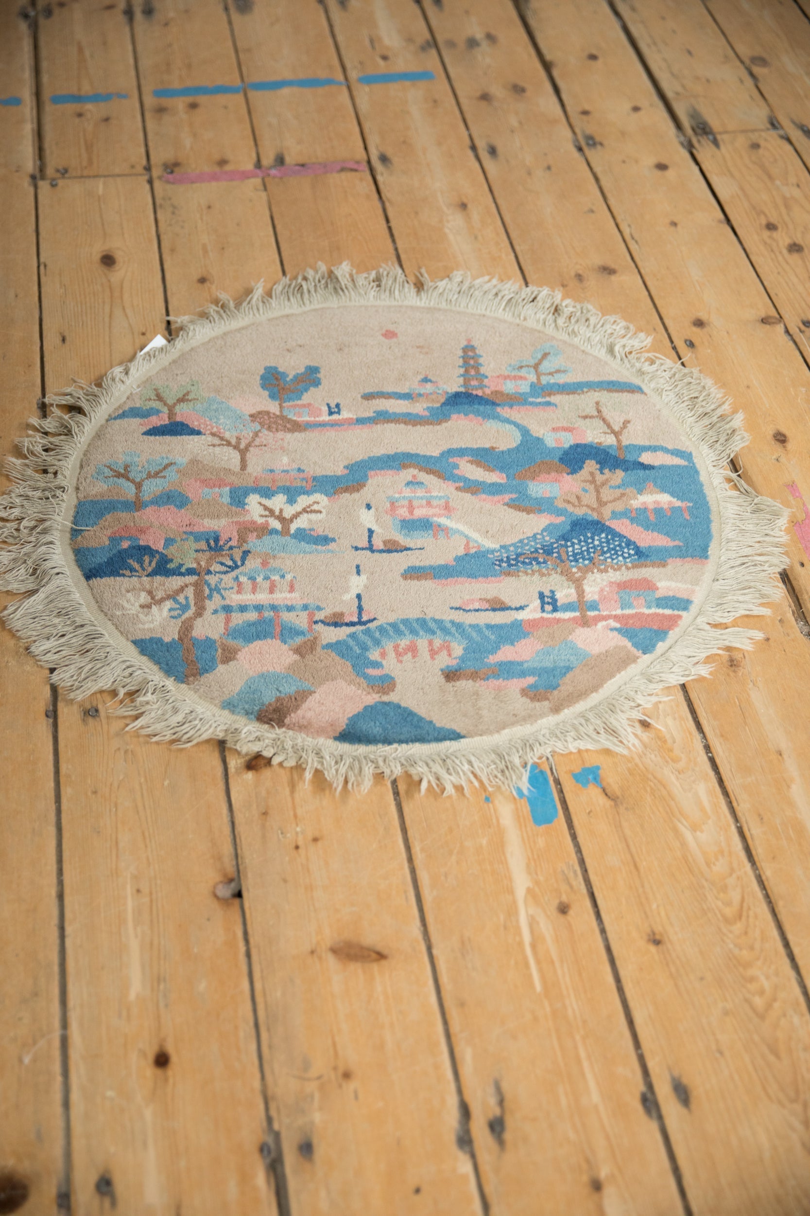 2x2 Vintage Art Deco Round Rug Mat