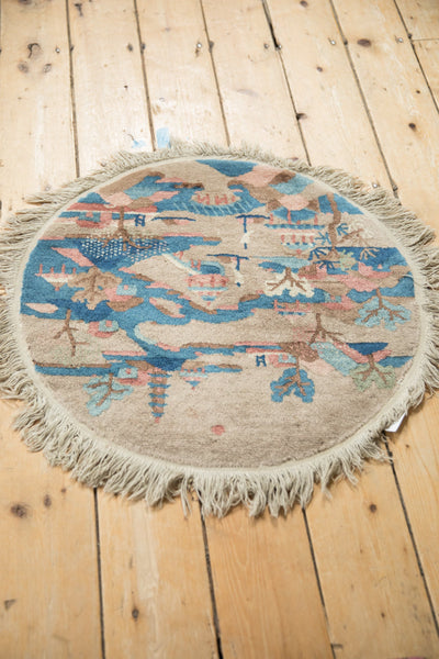 2x2 Vintage Art Deco Round Rug Mat
