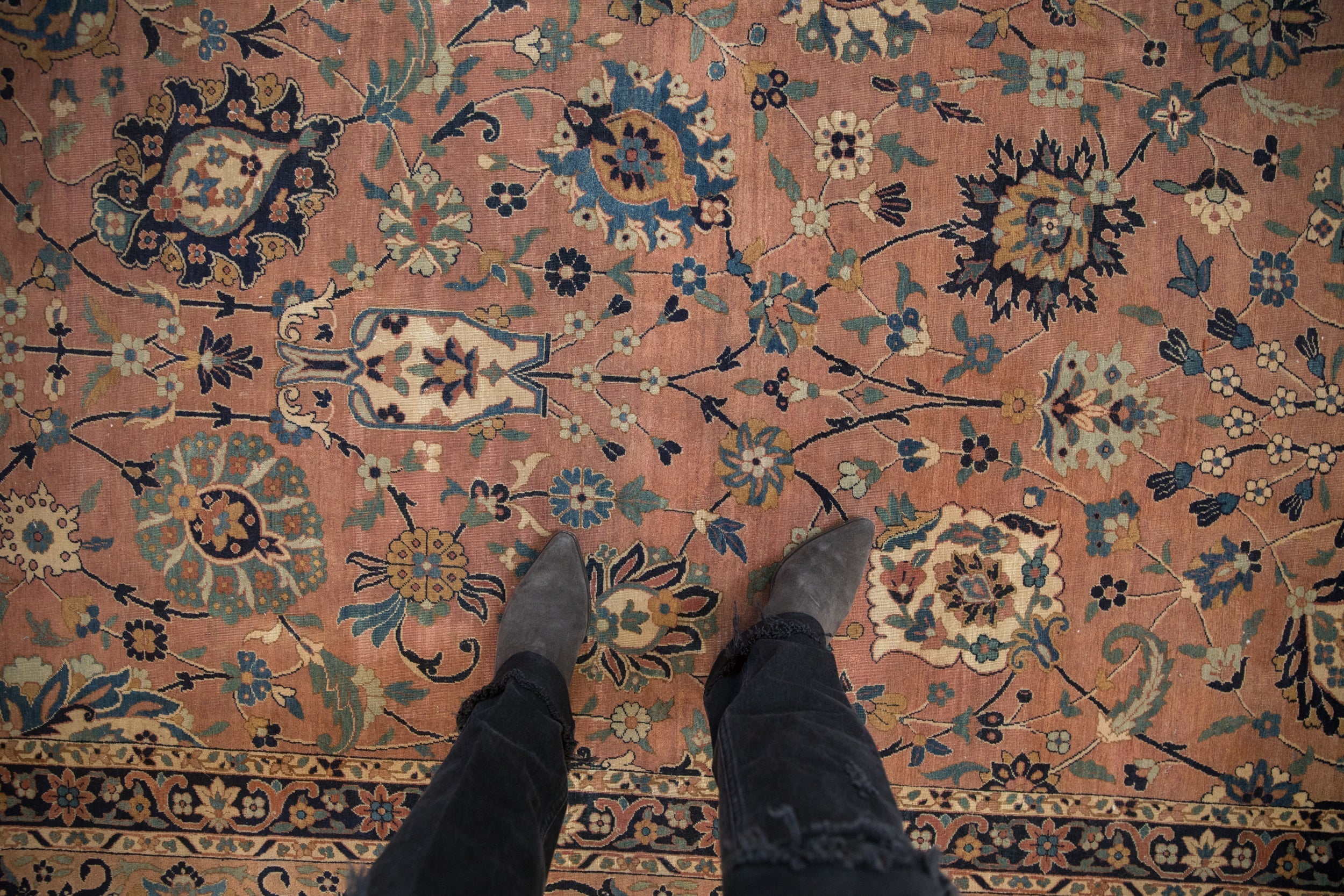 9x11.5 Antique Tea Washed Kerman Carpet by Old New House® - product image 2 for Resin Society