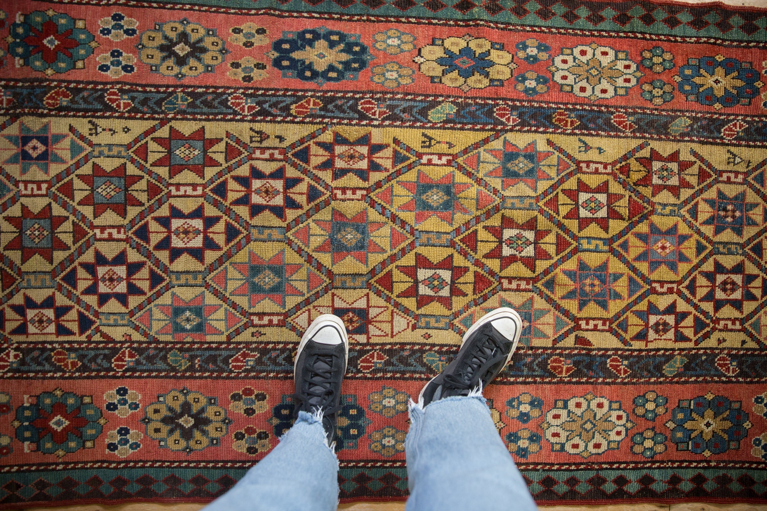 4x11.5 Antique Kazak Rug Runner by Old New House® - product image 2 for Resin Society